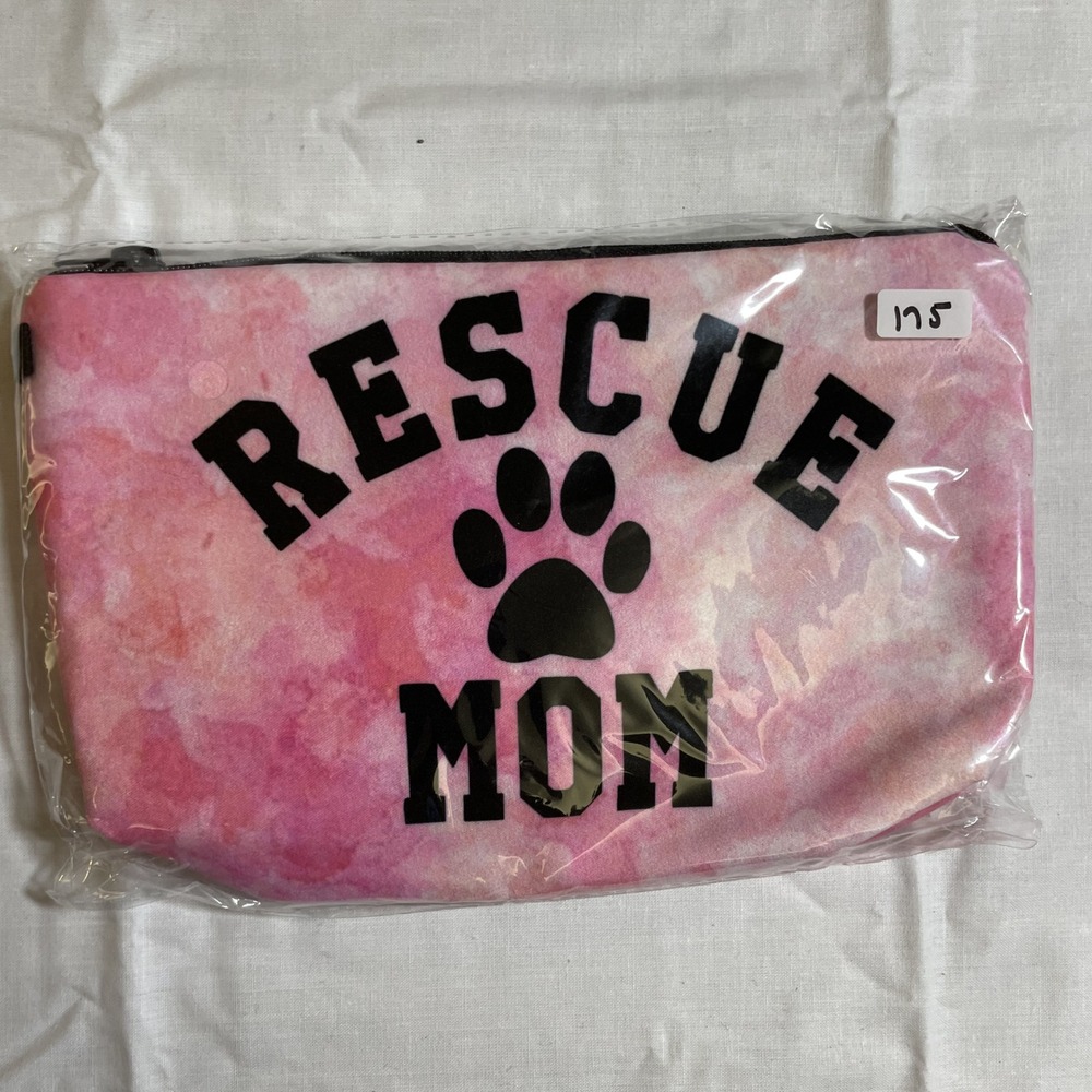 The Pouch Rescue Mom Cosmetic Bag Womens OS Pink New Watercolor Paw Print Zipper